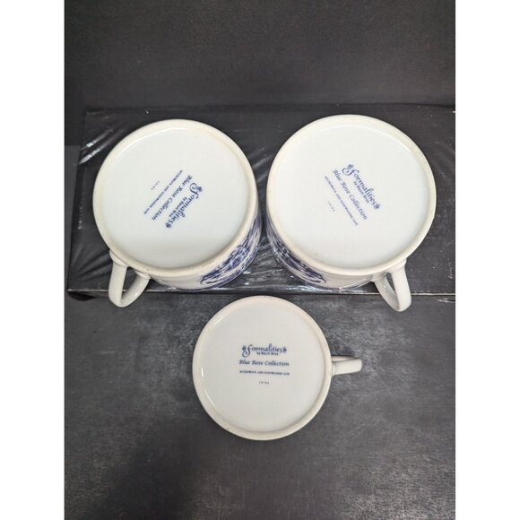 Formalities by Baum Bros Blue Rose Collection Flat Coffee Cup 6 Oz Lot of 3 - Picture 7 of 8